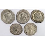 Gordian III silver antoniniani, first reverse:- Hercules, Sear 8670, VF, with reverse:- Laetitia,