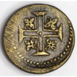 Coin Weight for a Portuguese 'Moidor(e)' - a 4000 Reis coin c.18thC, brass d.21mm, VF