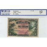 Sarawak 1 Dollar dated 1st January 1935, portrait C. Vyner Brooke at right, serial A/4 248216, (