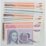 Yugoslavia including Bosnia & Herzegovina handstamped notes (18), 10 Dinara & 50 Dinara dated