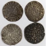 Edward I Pennies (4) Durham Mint: Bishop Bec S.1409 Class 10a/b5 porous GF, S.1411 Class 10cf2 F-GF,