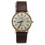 Gents 9ct cased Rotary Commodore automatic wristwatch, the cream dial with gilt baton markers and