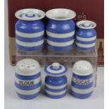 Cornishware. A good collection of blue & white Cornishware by T. G. Green & Co., comprises