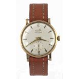 Gents 9ct cased Enicar "Ultrasonic" wristwatch, presentationally engraved on the back, watch not