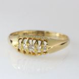 18ct yellow gold diamond graduated five stone ring, finger size S weight 2.7g