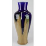 Pierrefonds. A French blue & brown glazed stoneware vase by Pierrefonds, circa 1900, base stamped '
