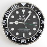 Rolex Oyster Perpetual Date GMT Master II dealer's wall clock, diameter 34cm approx. (working at