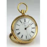 Gents 18ct open face chronograph pocket watch by Thomas Russell & Son. Hallmarked Chester 1876 ?.