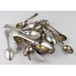 Assortment of mainly hallmarked silver spoons, total weight approx 550g