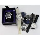 Gents quartz wristwatches (7) Includes a boxed "Jeff Banks"chronograph. All untested
