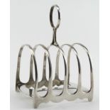 Silver toast rack, hallmarked J.D. & S, Sheffield, 1912. Weighs 3 oz approx.