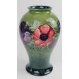 Moorcroft. A large William Moorcroft baluster vase, anemone pattern, makers marks and signed 'WM' to
