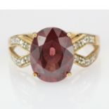 9ct Gold Rocks & Co Cinnamon Zircon and Diamond Ring with COA size M weight 3.4g