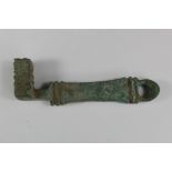 Large Roman Temple Key , C. 300 A.D. Substantial size; nice green patina. 100x30 mm. Weight 90g