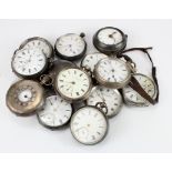 Fourteen gents silver cased pocket watches. All AF