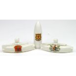 Submarines (2) crested china, a Goss china model of a British six inch Incendiary shell, Crests,