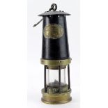Brass miners lamp (type no. 2) by John Davis & Sons, circa early 20th Century, height 28cm approx.
