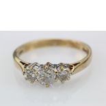 9ct Gold three stone Diamond Ring 0.50ct weight size K weight 1.7g