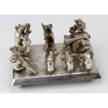 Silver Miniature model, depicting a musical band of pigs, import marks, 'William Moering, London,