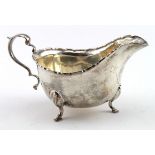 Silver sauce boat, hallmarked "NG Co. Birmingham 1941". Weighs 5.5oz approx.