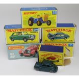 Matchbox. A collection of six boxed Matchbox toys, including Lesney no. 53, Lesney no. 7, Moko