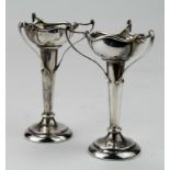 Art Nouveau small pair of silver flower tubes (both have loaded bases) by J.D. W.D. (Jas. Deakin &