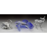 Swarovski Crystal. Three Swarovski figures, comprising Blue Siamese Fighting Fish (no. 236718); Deer