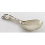 Single struck King's Pattern William IV silver caddy spoon, hallmarked for Unite & Hilliard,