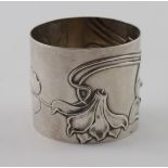 Art Nouveau 800 silver (possibly German) napkin ring marked "800" with an unreadable town mark & a
