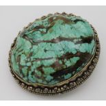 Large mounted turquoise brooch, circa early 20th Century, 70mm x 65mm approx.