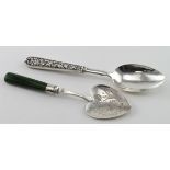 Silver spoons. Georgian silver child's spoon, slight splits to the handle, hallmarked "IT (Joseph