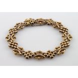 Yellow metal (stamped 9ct) fancy link bracelet approx length 7 inches, weight 11.9g