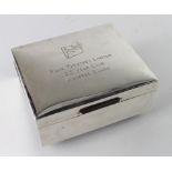 Silver cigarette box with wooden interior, hallmarked G & Co. Ltd. (Garrard & Co. Ltd.) London,