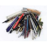 Pens. A collection of approximately twenty-five fountain pens, pencils, etc., makers include Parker,