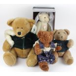 Teddy Bears. A group of four teddy bears including a boxed Steiff 'Dicky 1930', replica 1992 bear, a