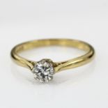 18ct Gold Diamond Solitaire Ring approx 0.40ct weight size M weight 2.4g