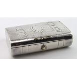 Silver plated snuff box, shaped as a suitcase.
