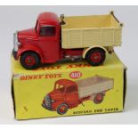 Dinky Toys, no. 410 'Bedford End Tipper', red cab & chassis with cream back, contained in original