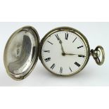 Gents silver ? full hunter pocket watch, seems to have European hallmarks, approx 48mm dia,