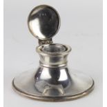 Silver Capstan inkwell with a loaded base, hallmarked C.B. & S, London, 1923