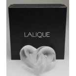 Lalique glass paperweight, depicting an intertwined heart, signed to reverse, contained in
