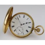 Gents 18ct cased half hunter pocket watch. Hallmarked London 1894. Signed movement by West & Son
