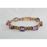 10ct Gold Amethyst set Bracelet weight 18.9g