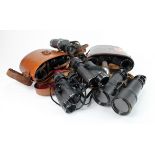 Binoculars. Five pairs of binoculars, including two in leather cases, makers include Carl Zeiss