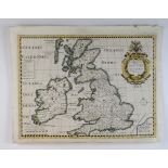 [Wells, Edward]. Hand coloured engraved map, 'A new map of the British Isles shewing their Antient
