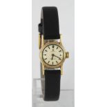 Ladies Omega "Ladymatic" 9ct cased wristwatch, hallmarked London 1966, on a later leather strap,