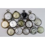Fourteen gents pocket watches, all seem to be base metal examples