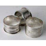 Two Edinburgh silver napkin rings includes one Victorian made by Hamilton & Inches along with a