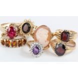 Lot of 9ct Gold stone set Rings (7) weight 29.4g