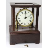 Eureka Clock Co. London electric mantel clock (Pat. 14614-1906, No. 499), white enamel dial with